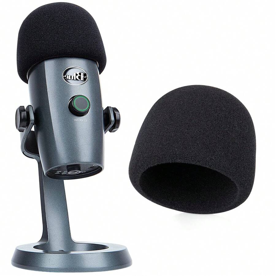 YOUSHARES Yeti Nano Microphone Foam Windscreen - Mic Wind Cover Pop Filter Foam Cover, Professional Customized for Blue Yeti Nano, The Thicker Blue Yeti Nano Pop Filter is a Good option. - 黑色 - 查看 1