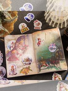 46 Piezas Set De Pegatinas De La Serie De Noche De Navidad En Caja - Verde Oscuro - Ver 3