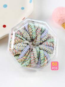 1 Box Of 50 Children's High Elasticity Simple And Versatile Hair Ties - Multicolor - View 1