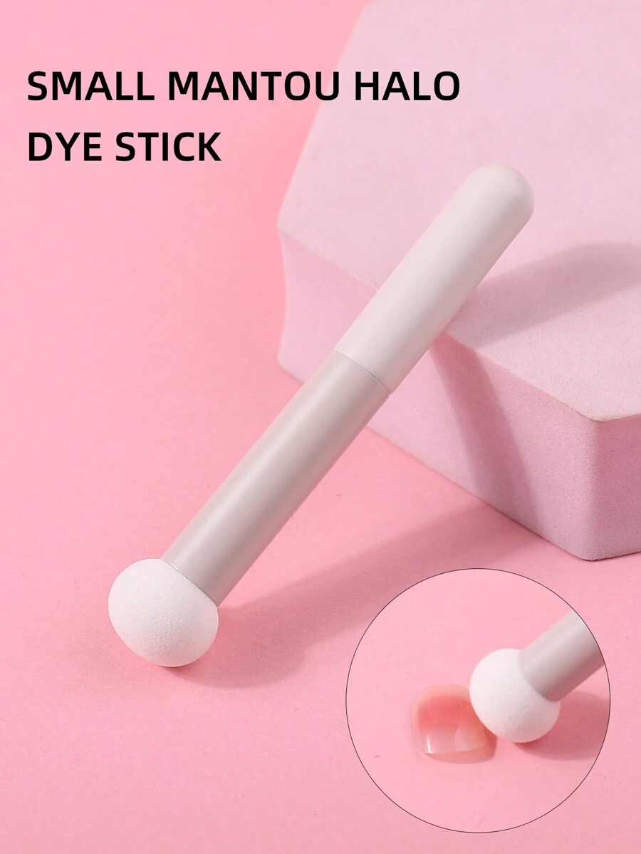 klimonla 1 Pieza Pincel De Uñas Con Forma De Hongo De Cabeza Redonda, Con Degradado Sin Marcas Ni Rayas, Lápiz De Puntos De Estilo Japonés, Pincel De Rubor, Herramienta De Pintura Y Puntos De Uñas, Bolígrafo De Cabeza Redonda Con Degradado - Blanco - Ver 1
