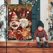 1入組聖誕主題雙面印刷花園旗幟,農舍庭院裝飾(不包括旗杆)