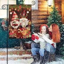 1入組聖誕主題雙面印刷花園旗幟,農舍庭院裝飾(不包括旗杆)