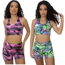 Conjunto De Top Y Short Para El Gimnasio Con 2 Conjuntos De Ropa Para Hacer Ejercicio Y Caminar - Multicolor - Ver 1