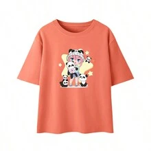 1個可愛的熊貓卡通女孩熱轉印貼紙,diy衣服、鞋子、包、家居裝飾,可通過熨斗附著 - 彩色 - 查看 4