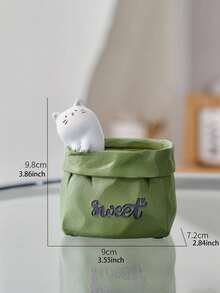 1pc Resin Cat Shaped Paper Bag Planter - Green - View 3