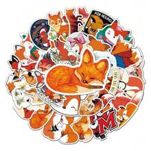 50pcs Ins Fox Pattern Graffiti Stickers, Waterproof Stickers For Water Bottles, Backpacks And Laptops - Apricot - View 1