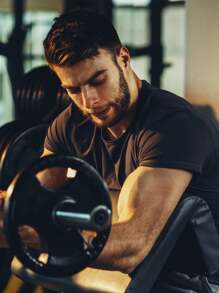 5 Piezas/set Camiseta Deportiva Para Hombres De Color Sólido, Ropa De Gimnasia Para Hombres - Ver 2