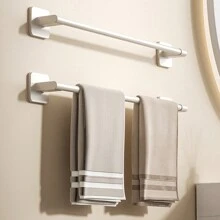 件現代白色黏性安裝 Abs + 鋁合金毛巾架，具有高承載能力，適用於浴室、廚房、衛生間、廁所等。有 3 種長度可供選擇：11.81 英寸、15.75 英寸和 19.68 英寸 - 白色 - 查看 1