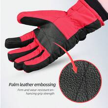 Mùa Đông Thoáng khí Không thấm nước Không trượt Đạp xe Găng tay trượt tuyết , Dày lên Ấm áp Màn hình cảm ứng Chống gió Găng tay - Màu Hồng Tươi - Xem 2