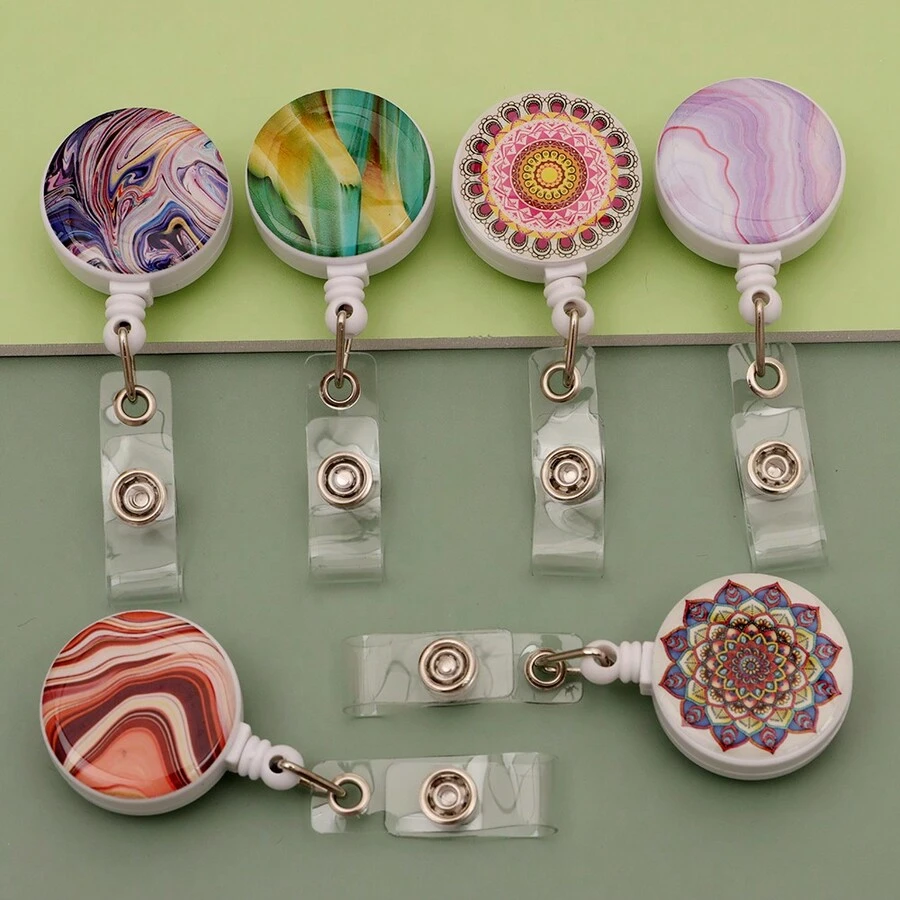 6 件可伸縮徽章夾,附易縮回扣,適合辦公室工作人員、醫生、護士 - 彩色 - 查看 1