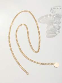 1 件圆形吊坠金属链腰链，105 厘米派对万圣节 - 金色 - 查看 2