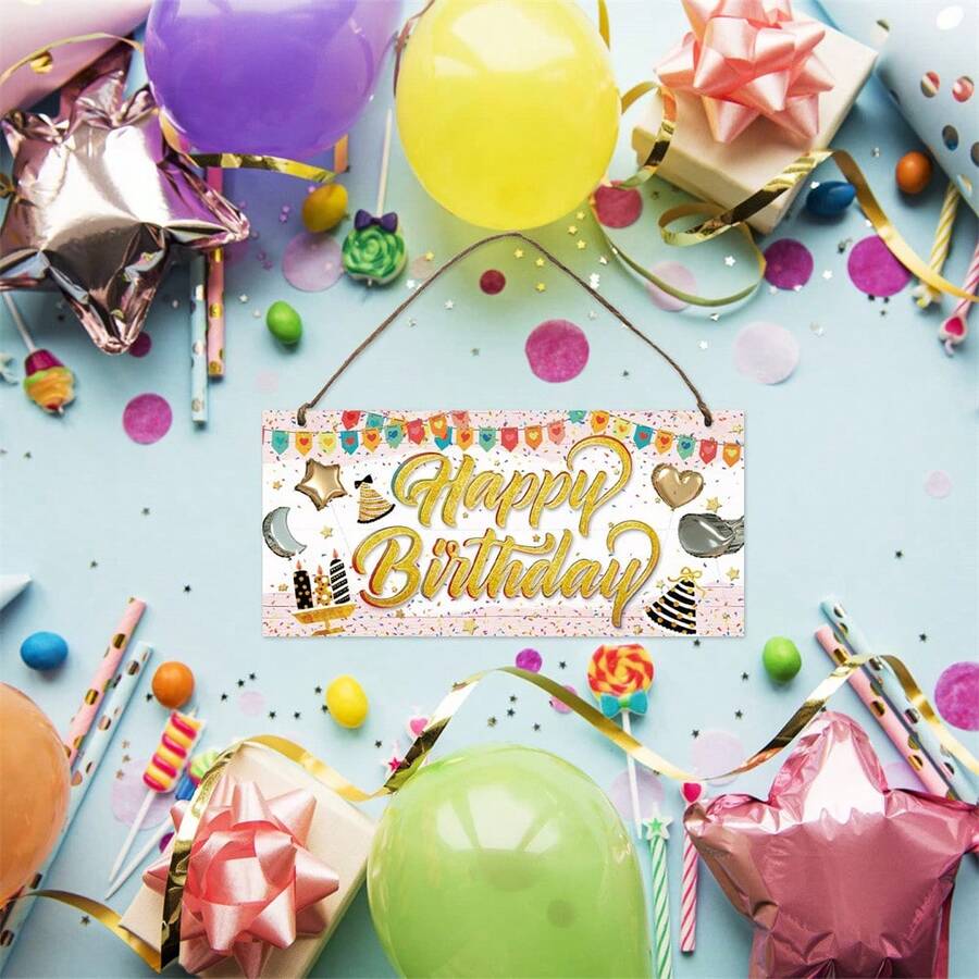 The Most Beautiful Day, The Cutest You, The Most Perfect Gift 1pc Wooden Plaque With 'happy Birthday' Message In Colorful Letters, Ideal For Home, Scene, Room, Bar, Cafe Wall Decor, Fun Home Decor, Family Restaurant Wall Art Decoration, Party Decoration - Multicolor - View 1