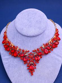 4入組/套紅色婚禮合金皇冠套裝,帶有巴洛克豪華風格和迷人的鑲鑽,適用於婚禮、晚會、舞會和戲劇演出