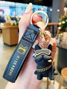 1pc Men's  Sunglasses & French Bulldog Keychain For Couples Cars And Bags, Daily Use - Black - View 2