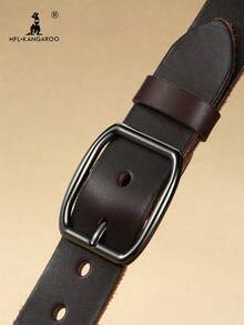 HFL.KANGAROO 1入組男式咖啡棕色皮質腰帶,附有扣環,適合日常使用 - 咖啡棕 - 查看 3