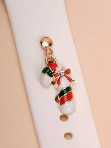 1 件金属圣诞拐杖表带饰物装饰钉子兼容 表带配件兼容 Galaxy Watch 系列表带饰物