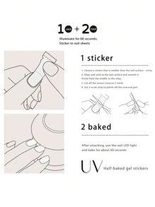 Uv Gel Nail Art Sticker Full Cover Cream Pattern Nail Decals Set 2 Sheets (32pcs) With 2pcs Nail File - Multicolor - View 4