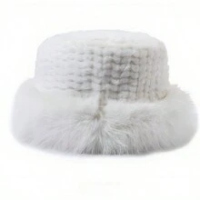 1 Miếng Mới Đúng mốt Plush ấm áp Ngư dân Mũ Beanies Với Tai Sự bảo vệ , Thoáng khí , Màu thuần , Mùa Đông Mũ - trắng - Xem 2