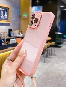 1 Ốp điện thoại màu hồng mờ có dây đeo chéo Tương thích với IPhone/Samsung/Xiaomi/Redmi/Oppo/Vivo - Màu Hồng baby - Xem 3