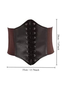 1 件女式咖啡色宮廷風格修身腰帶,寬鬆蝴蝶結鬆緊腰帶,百搭連身裙腰帶 - 咖啡 - 查看 9