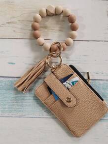 钱包钥匙扣腕带西部牛仔手链卡包棕色卡包卡套钱包钥匙扣卡夹钱包名片夹信用卡夹身份证夹女士 - 棕色 - 查看 4