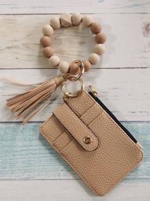 钱包钥匙扣腕带西部牛仔手链卡包棕色卡包卡套钱包钥匙扣卡夹钱包名片夹信用卡夹身份证夹女士 - 棕色 - 查看 1