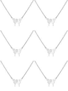 1 件歐美風格時尚甜美蝴蝶字母吊墜項鍊適合日常佩戴 - 銀色 - 查看 2