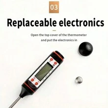 Termómetro De Aceite De Cocina, Medición De Temperatura Para Barbacoa, Horneado, Termómetro Electrónico De Alimentos Para Líquidos - Negro - Ver 4
