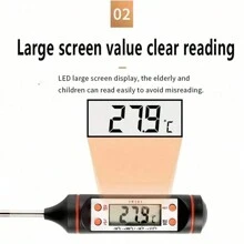 Termómetro De Aceite De Cocina, Medición De Temperatura Para Barbacoa, Horneado, Termómetro Electrónico De Alimentos Para Líquidos - Negro - Ver 5