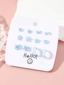 12入組新時尚花和蝴蝶耳釦套裝,多功能精美的心形耳飾,適合女性日常佩戴