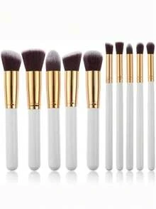 Set de 10 brochas Kabuki para maquillaje en distintos tamaños - Blanco - Ver 2