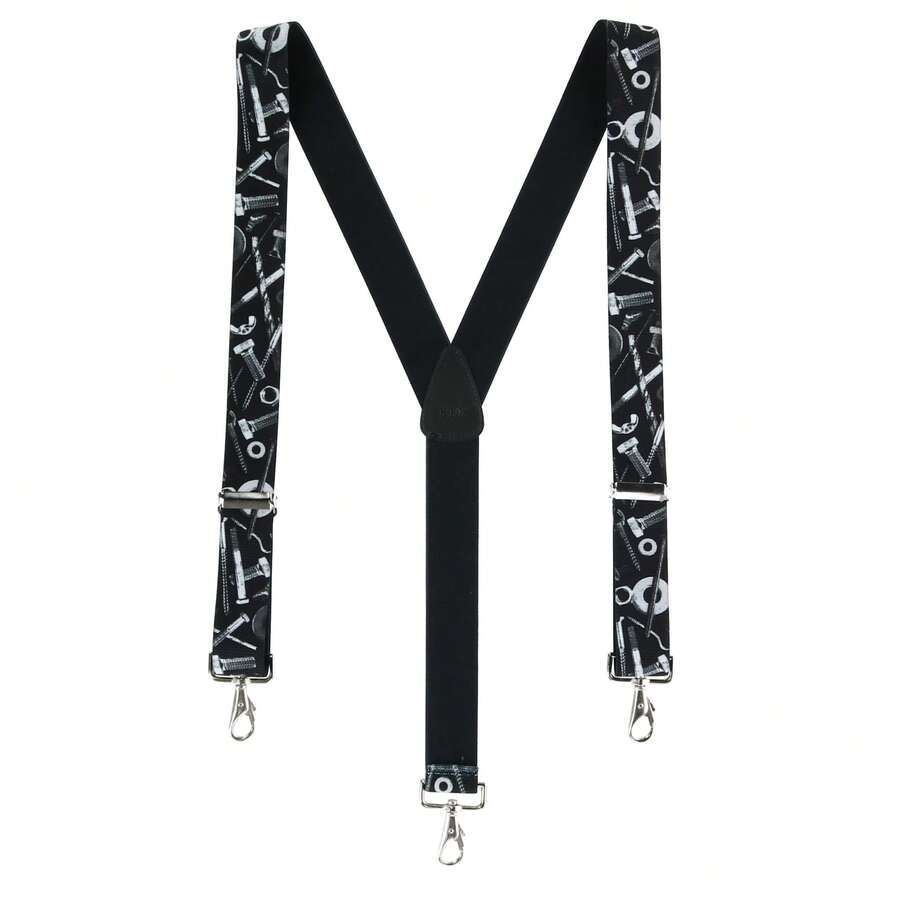 Men's Elastic Craftsman Novelty Suspenders with Swivel Hook Clips - màu đen - Xem 1