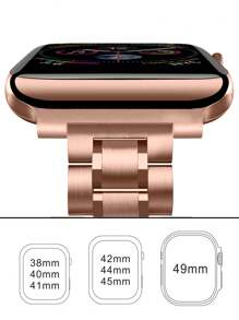 1 條女用不鏽鋼玫瑰金細錶帶,相容於 Apple Watch Ultra/se/9/8/7/6/5/4/3/2/1,適用於 38/40/41/42/44/45/ 49毫米 - 玫瑰金 - 查看 3