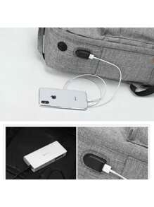 Mochila Multifuncional Impermeable con Puerto USB - Negro - Ver 5