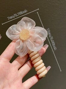 1 件女士甜美粉色花朵螺旋发带