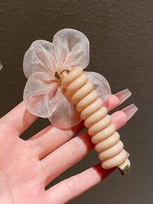 1 件女士甜美粉色花朵螺旋发带