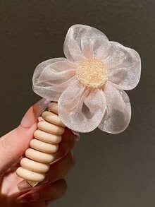 1 件女士甜美粉色花朵螺旋发带