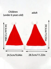 1入組聖誕帽裝飾紅金色絨面聖誕帽,適用於成人和兒童