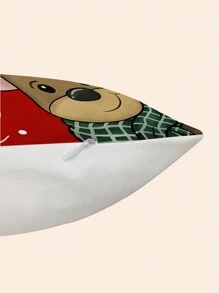 4 件套聖誕枕套,紅色聖誕老人和卡通馴鹿和字母印花枕套,家庭農舍沙發臥室裝飾禮物,18x18 英寸,不含填充物 - 紅色 - 查看 4