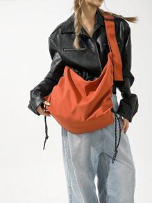 Túi Crossbody Nữ màu trơn Có thể điều chỉnh được không giớ tính - Đỏ - Xem 5