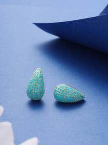 1 Paar elegante, luxuriöse goldene Ohrringe mit Wassertropfen-Design und glänzenden synthetischen kubischen Zirkonias, geeignet für den täglichen Gebrauch, Dates, Pendeln, perfektes Geburtstagsgeschenk für die Freundin