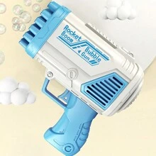 1入手持式32孔電動泡泡槍,led燈和內置風扇,可攜帶式泡泡機玩具,適用於兒童聚會,藍色(不包括泡泡液和電池)opp袋包裝 - 藍色 - 查看 4