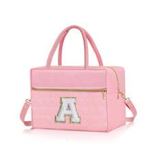 Initial Lunch Bag Graduation Gifts For Women Girls Cute Pink Monogram Tote Lunch Bag Insulated Lunch Cooler Bag Lunch Box Gift For Teen Girls Kids Women Work - 粉色 - 查看 1