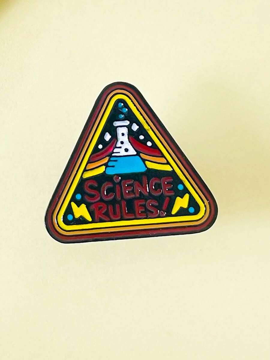 1入(件)「science Rules」搪瓷徽章針,時尚三角形胸針/識別繩/袖釦/背包徽章,學生/科學家收藏的首選配飾 - A3-P091 - 查看 1