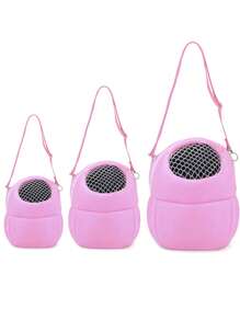 1pc Plush Pet Bag For Small Animals, Breathable Net Pocket, Suitable For Squirrel, Guinea Pig, Shoulder Portable Outing Bag - Pink - View 1