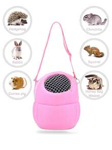 1pc Plush Pet Bag For Small Animals, Breathable Net Pocket, Suitable For Squirrel, Guinea Pig, Shoulder Portable Outing Bag - Pink - View 2