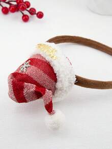 1个装女士1.5厘米宽雪花圣诞帽布艺塑料发箍，适合圣诞节佩戴，女士发带发饰 - 查看 4