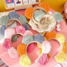 1 件套,灰色,可愛向日葵洗頭帶,蓬鬆頭帶,適合化妝照片拍攝,節日派對裝扮頭帶,聖誕節