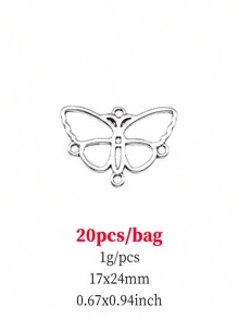 20入組/袋 17x24mm(0.67x0.94英寸)仿古銀色中空蝴蝶連接器吊墜,diy珠寶製作 - 古銀色-20pcs - 查看 4