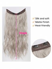 Hair Extensions 24 Inch Invisible Wire Long Wavy Brown Hair Extensions for Women Adjustable Size Hairpiece 2 Clips in Hair Extension 2 Invisible Wire - Light Grey - View 3